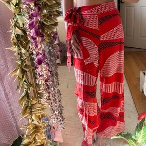 Red Patterned Women's Pants